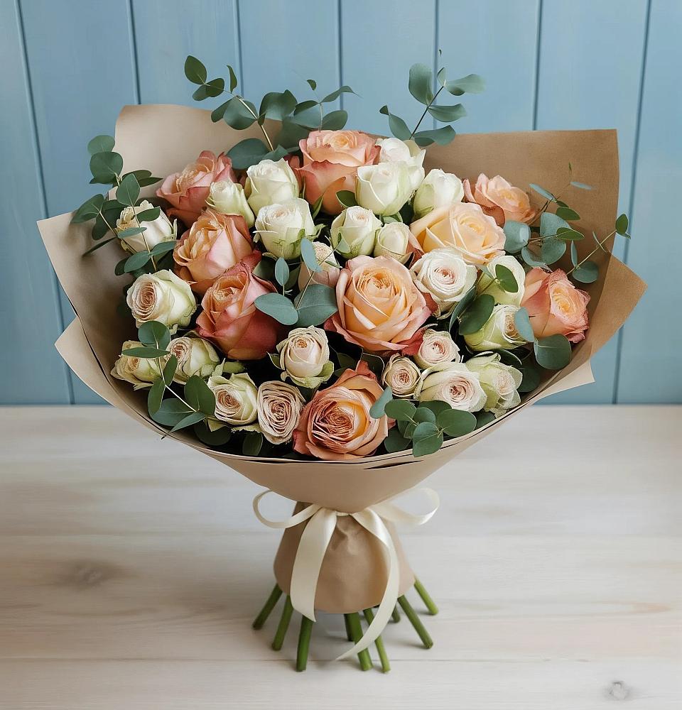 Букет цветов из: Альстромерии и Розы в Берёзово