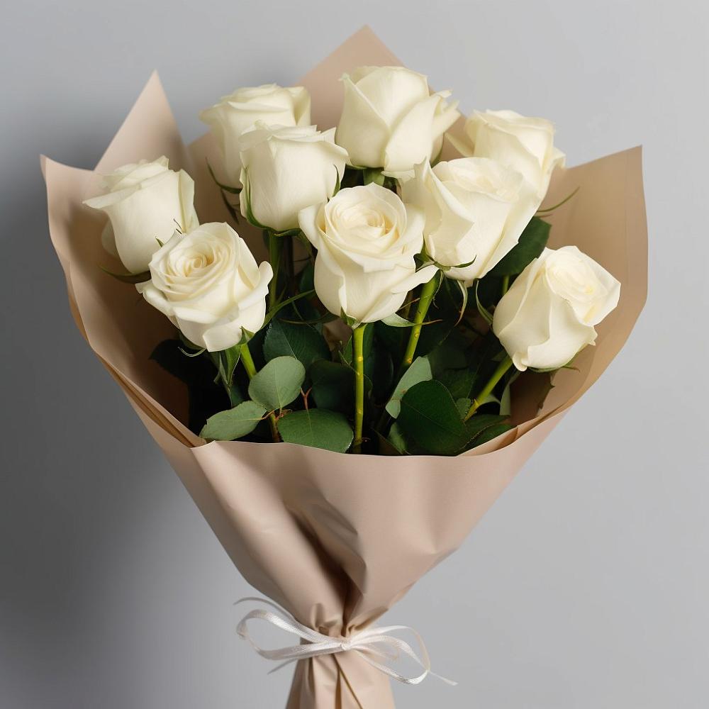 Букет 9 Белых роз Эдлесс Лав в Берёзово