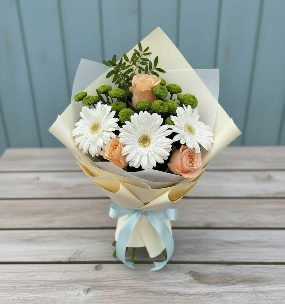 Букет цветов из: Герберы, Розы и Хризантемы в Берёзово