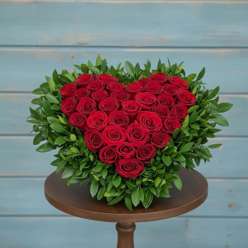 Цветочная композиция из Розы в виде сердца в Берёзово