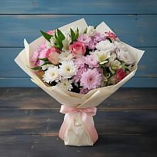 Букет цветов из:  Хризантемы, Альстромерии и Розы #REPLACE_PRED# Берёзово