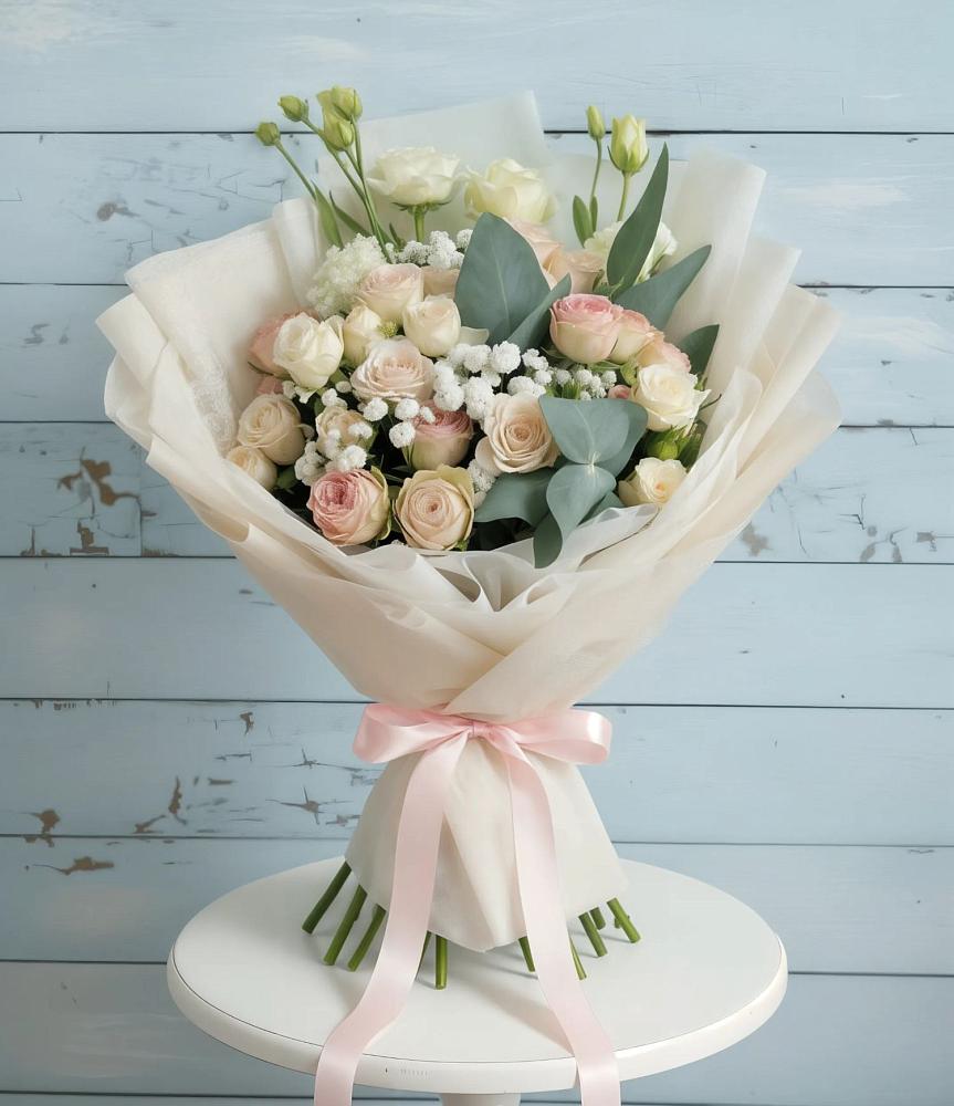 Букет цветов из: Розы и Лизиантусы в Берёзово